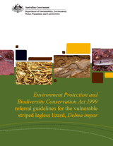 EPBC Act - Referral guidelines for the vulnerable striped  legless lizard, Delma impar thumbnail