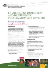 EPBC Act Policy Statement - Listing events under the EPBC Act thumbnail