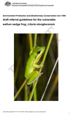 Draft Referral guidelines for the wallum sedge frog, Litoria olongburensis thumbnail