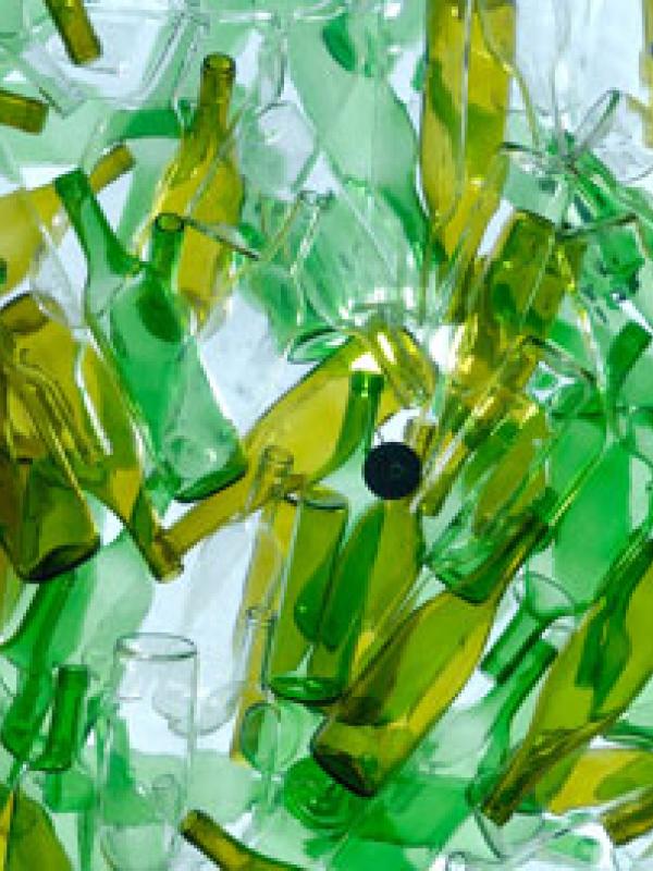 Empty glass bottles